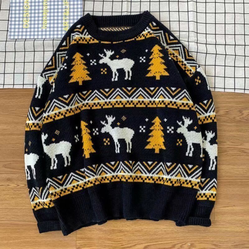 Winter jacquard loose Christmas sweater pullover knitwears